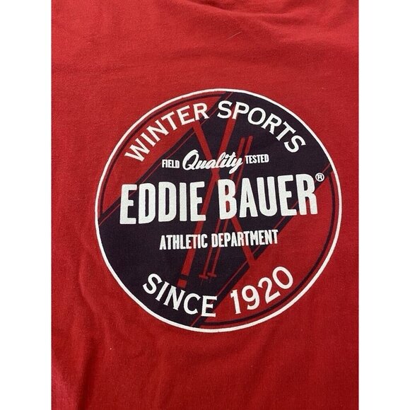 Eddie Bauer Long Sleeve Graphic‎ T-Shirt Mens Red Size Medium Preppy Casual - Picture 3 of 15